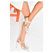 Fox Shoes P372441315 White Women's Shoes with Mesh Detailed Heels