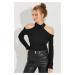 Cool & Sexy Women's Black Open Shoulders Camisole Blouse