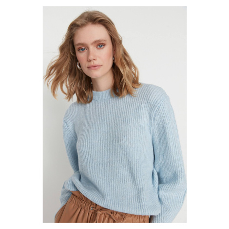 Trendyol Blue Wide Fit Soft Textured Basic Knitwear Sweater