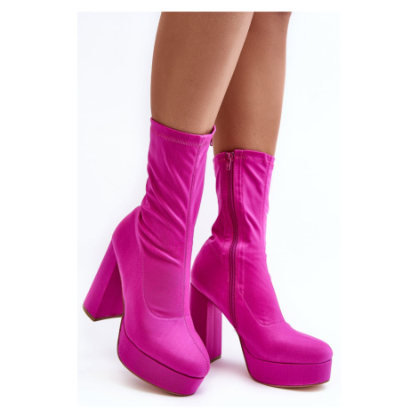High heeled ankle boots with zipper, Fuchsia Peculia