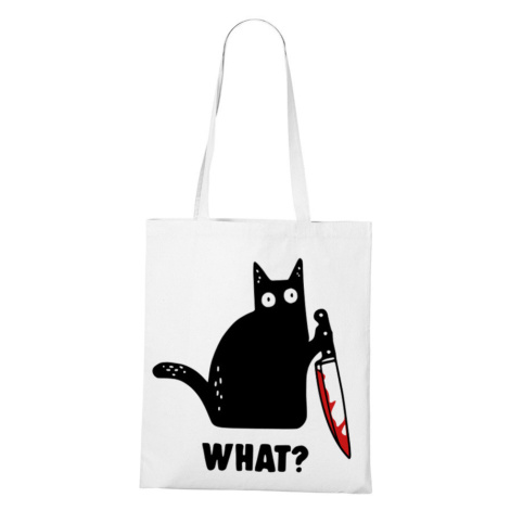 Plátená taška s vtipnou potlačou - What - skvelý darček pre milovníkov mačiek