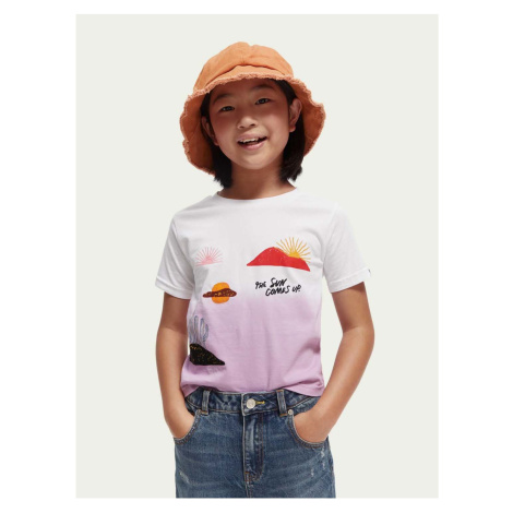 Bielo-ružové dievčenské vzorované tričko Scotch & Soda
