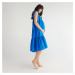 Reserved - Bavlnené šaty s volánovým lemom - Modrá