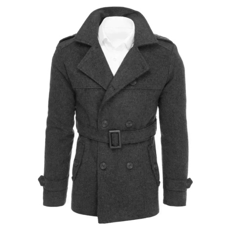 Tmavosivý pánsky dvojradový kabát CX0419