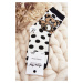 Women's mismatched socks with teddy bear, white and black