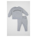 DEFACTO Baby Boy 2-Piece Set Crew Neck Printed Sweatshirt Top Elastic Waist Jogger Tracksuit Bot