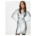 Koton Mini Metallic Dress Draped Long Sleeve