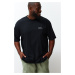Trendyol Plus Size Black Oversize/Wide-Fit 100% Cotton Comfortable Minimal Print T-Shirt
