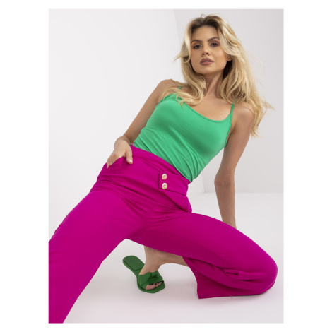 Fuchsia wide trousers made of 7/8 RUE PARIS with flap