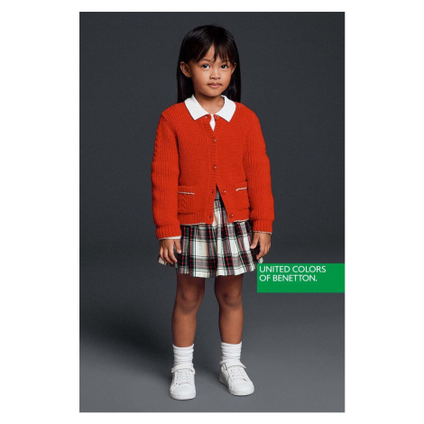 Dievčenská sukňa United Colors of Benetton béžová farba, mini, áčkový strih