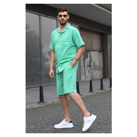 Madmext Men's Green Basic Oversized Shirt Set 5588