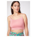 Happiness İstanbul Women's Pink Knitted Bustier with Thread Straps