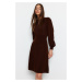 Trendyol Brown Mini Knitwear Lace Dress