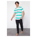 Trendyol Green Regular Fit Striped Knitted Pajama Set