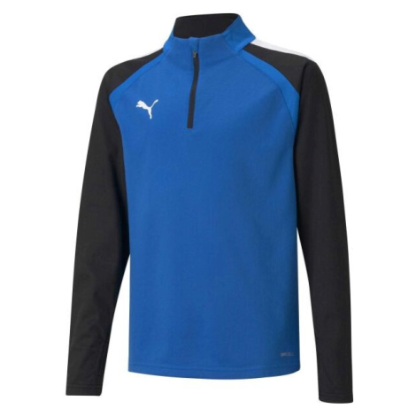 Puma TEAMLIGA 1/4 ZIP TOP JR Detská futbalová mikina, modrá, veľkosť