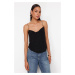 Trendyol Black Spaghetti Strap Collar Neck Stretchy Knitted Blouse