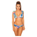 Sexy Bikini with ruffles flower print royalblue