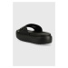Šľapky adidas Adilette dámske, čierna farba, na platforme, HQ6179