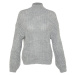 Trendyol Grey Wide Fit mäkký textúrovaný základný golier Pletený sveter