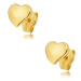Náušnice zo žltého 14K zlata - ploché zrkadlovolesklé nesúmerné srdce