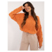 Orange oversize sweater with round neckline