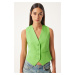 Happiness İstanbul Women's Vibrant Green Fitted Short Woven Vest