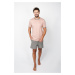 Men's pyjamas Nikodem, short sleeves, shorts - salmon pink/medium melange