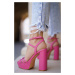 Ružové sandále na hrubom podpätku Ilene