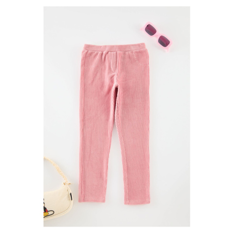 Trendyol Pink Girl's Plain Knitted Velvet Leggings