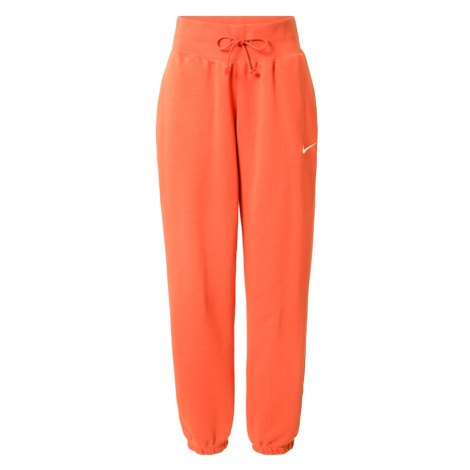 Nike Sportswear Nohavice 'Phoenix Fleece'  mandarínková / biela
