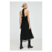 Šaty Bruuns Bazaar Impatiens Gabby čierna farba, maxi, rovný strih