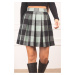 armonika Women's Mint Plaid Short Flared Skirt
