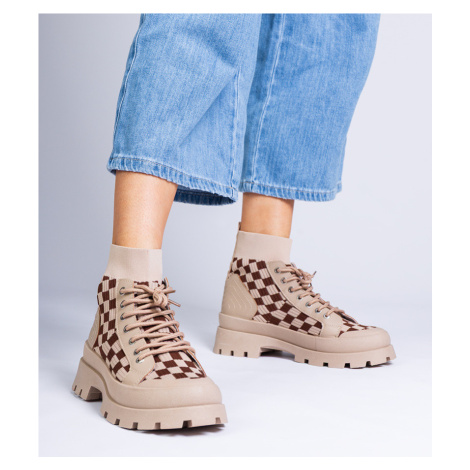 marka niezdefiniowana Brown platform sneaker boots Sarida