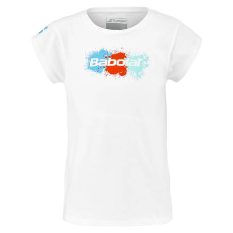 Dívčí tričko Babolat Exercise Cotton Tee Girl White 6 - 8 let