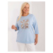 Light blue cotton blouse of larger size