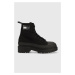 Členkové topánky Tommy Jeans TJW FOXING CANVAS BOOT dámske, čierna farba, na platforme, EN0EN022