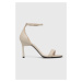 Kožené sandále Calvin Klein GEO STILETTO SANDAL béžová farba, HW0HW01610