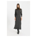 DEFACTO Regular Fit Half Turtleneck Basic Plain Slit Long Sleeve Maxi Knit Dress