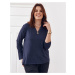 Classic dark blue blouse with V-neck