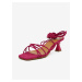 Tmavo ružové dámske šnurovacie sandále v semišovej úprave na podpätku OJJU