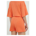 Šortky American Vintage dámske, oranžová farba, jednofarebné, vysoký pás