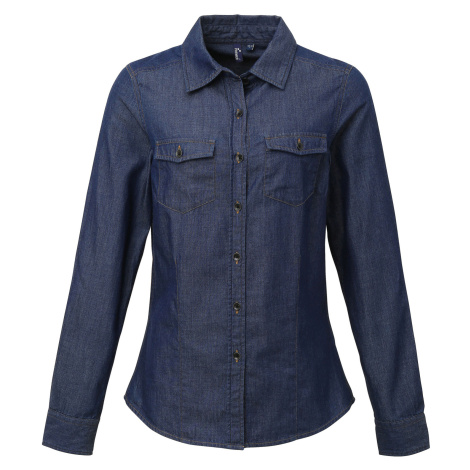 Premier Workwear Dámska džínsová košeľa PR322 Indigo Denim