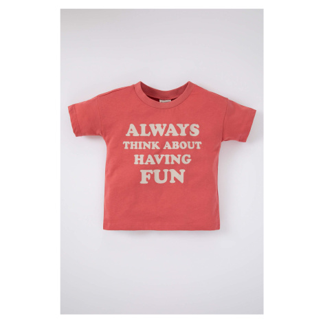 DEFACTO Baby Boy Regular Fit Slogan Printed Short Sleeve T-Shirt