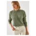 Bianco Lucci Women's Shoulder Button Detailed Thessaloniki Knitted Sweater