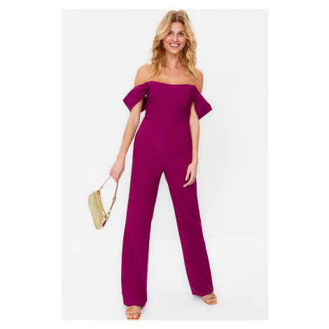 Trendyol Plum Lined Underwire Woven Jumpsuit