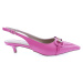 DGN 4205-23Y Women's Ankle Strap Buckle Short Heeled Shoes Fuchsia