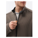 Hnedá pánska mikina na zips bez kapucne Ombre Clothing