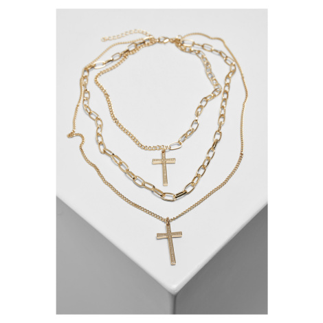 Necklace with layering and cross - gold colors