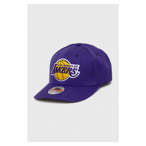 Šiltovka s prímesou vlny Mitchell&Ness Los Angeles Lakers fialová farba, s nášivkou