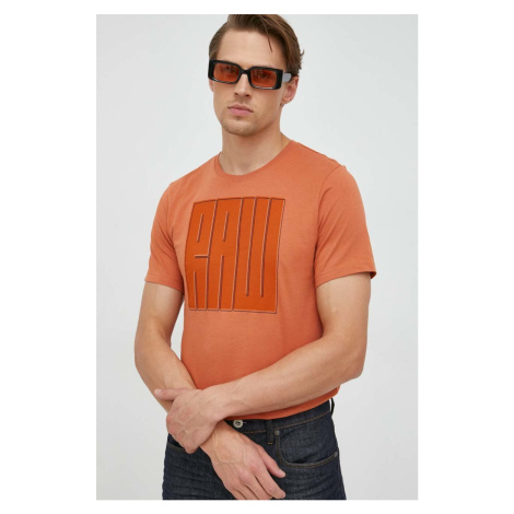 Bavlnené tričko G-Star Raw oranžová farba, s potlačou